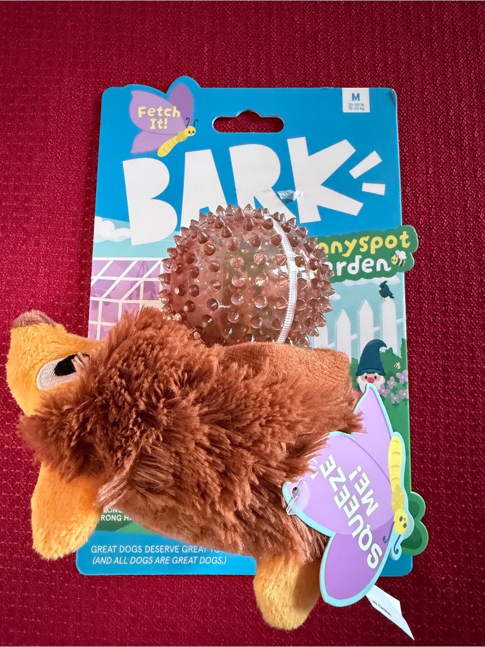 New Bark Sunnyspot Garden Spike Ball Hedge Hog Fetch It Dog Toy M 20-50 lbs